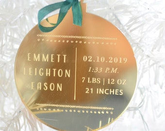 Baby Boy First Christmas Stats Ornament, Baby's First Christmas, Laser Cut, Keepsake Gift, Personalized, 1st Christmas, Ornament for Boy,