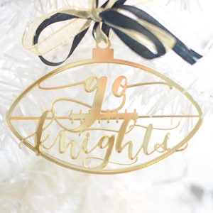 UCF - Go Knights Ornament -  University of Central Florida - Laser Cut Football Christmas Ornament