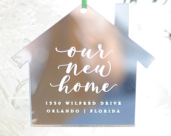 Nuestro nuevo adorno de Navidad personalizado para el hogar, corte láser, regalo de inauguración de la casa, nueva casa, regalo de recuerdo para pareja, personalizado, regalo de Navidad