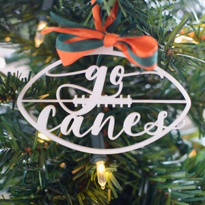 GO CANES University of Miami Custom Calligraphy Laser Cut Christmas Ornament
