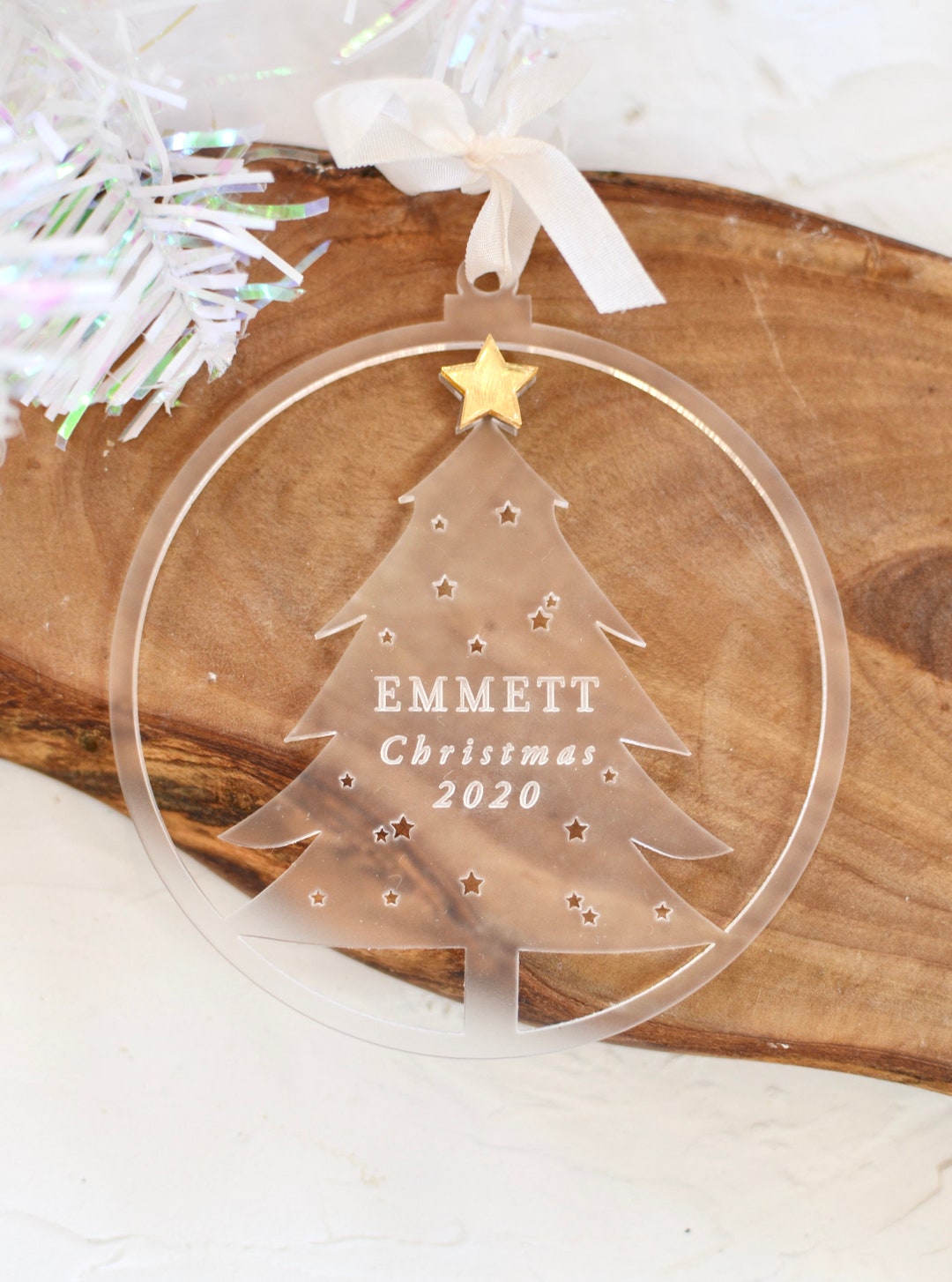 Personalized Christmas Ornament, First Christmas Tree Laser Cut, Heart  Shaped Acrylic Christmas Keepsake Gift - 6314-2