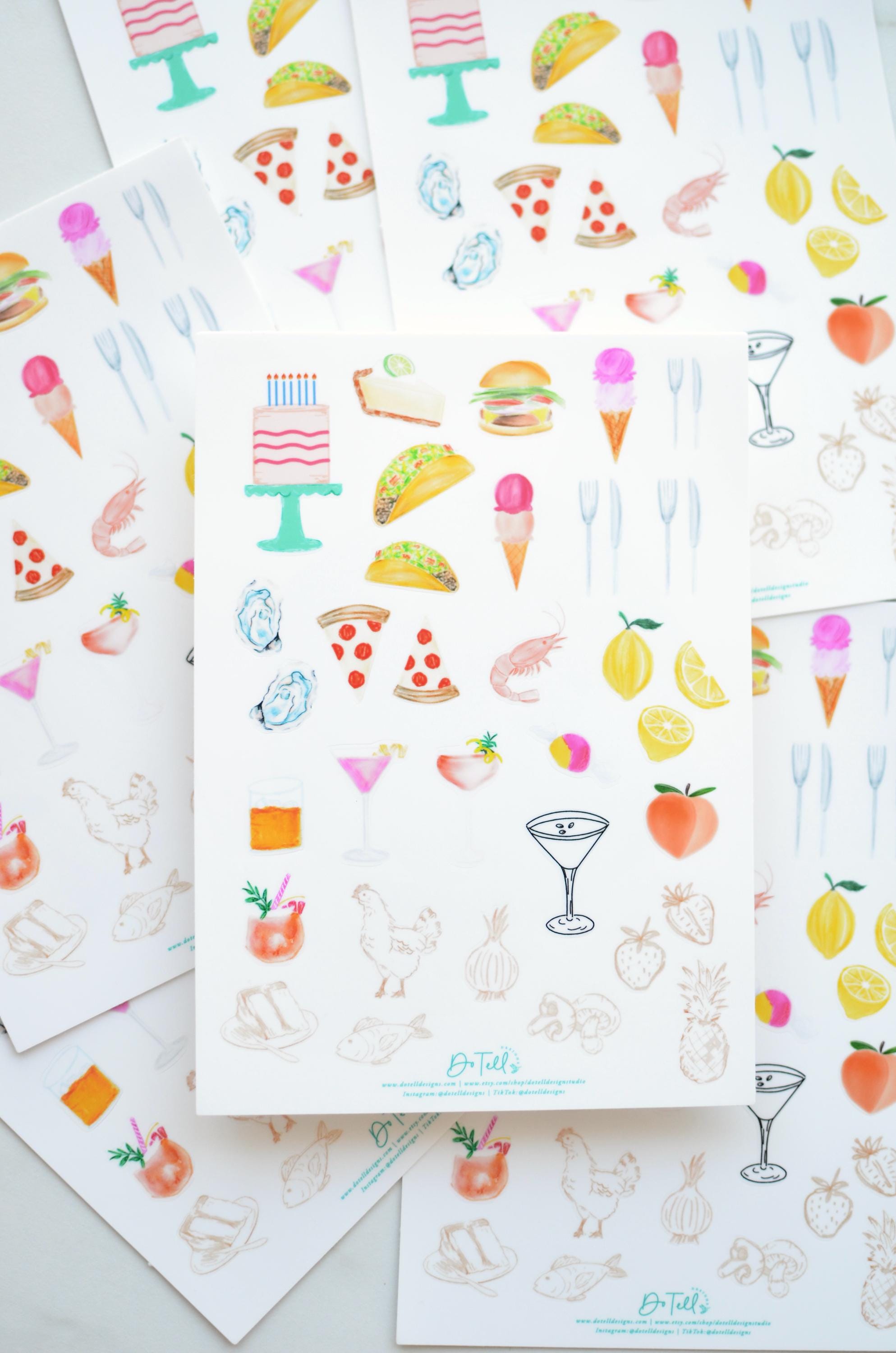 Hand Drawn Sticker Set | Sticker Sheet | Scrapbooking | Junk Journal ...