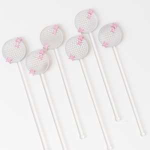 6 Disco Ball Drink Stirrers, Mirror Ball Drink Sticks, Bachelorette Party Decor, Last Disco Theme Decorations, Disco Cowgirl, 70&#39;s Mama Mia
