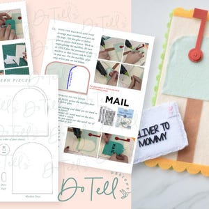 May include: A felt mailbox craft kit with instructions and pattern pieces. The mailbox is light green with the word "MAIL" on it. Two white envelopes read "DELIVER TO MOMMY" and "DELIVER TO DADDY". The kit includes a red flag and a yellow scalloped border.