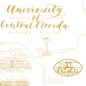 UCF Campus Map Print, UCF Drawing, University of Central Florida ...