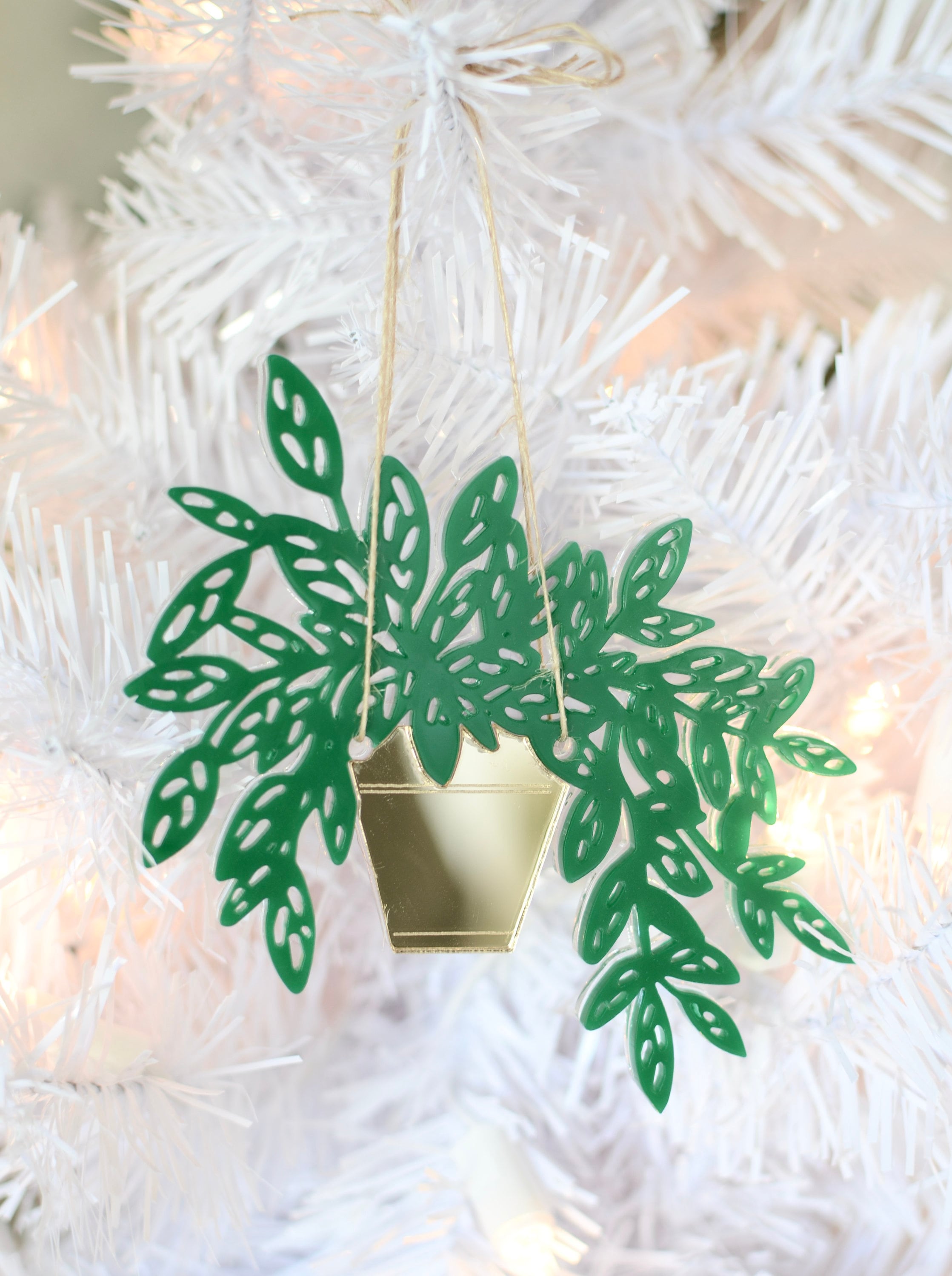 Ornement de Noël Plante d'intérieur, Monstera Adansonii, Acrylique Découpé Au Laser, Dame Aux Plante