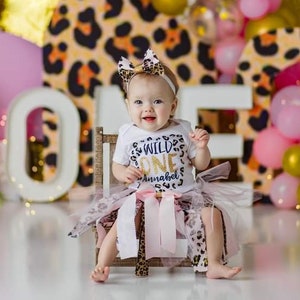 wild one birthday outfit - cheetah - leopard - 1st birthday tutu outfit - pink and gold - fabric tutu