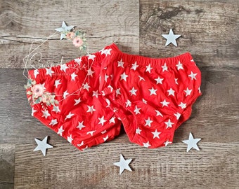 12-24 month - Blank diaper covers - ready to ship - red and white - stars - 4th of July - patriotic  - bloomer - bulk - cake smash bottoms