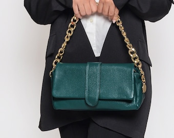 Élégante pochette en cuir, faite main dans un style italien, parfaite pochette en soirée et accessoire chic pour la journée. Cadeau femme maman