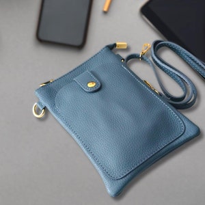 Bolso bandolera de piel para teléfono para mujer, bolso bandolera italiano, cartera tipo monedero, bolso de hombro pequeño. Regalo de San Valentín
