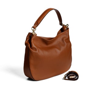 Leather Hobo Bag, Italian Handbags for Women, with zipper and Gold Hardware. Elegant Shoulder Bag, Unique handmade gift