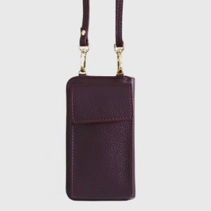 Sac portefeuille pour téléphone, sac à main en cuir véritable, bandoulière réglable, fait main en Italie, cadeau parfait pour elle ou pour homme