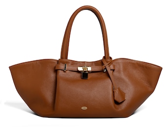 Women's Elegant Leather Tote Bag - Luxurious Versatile Accessory, with Trapezoidal Shape, Italian Craftsmanship