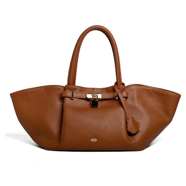 Women's Elegant Leather Tote Bag - Luxurious Versatile Accessory, with Trapezoidal Shape, Italian Craftsmanship