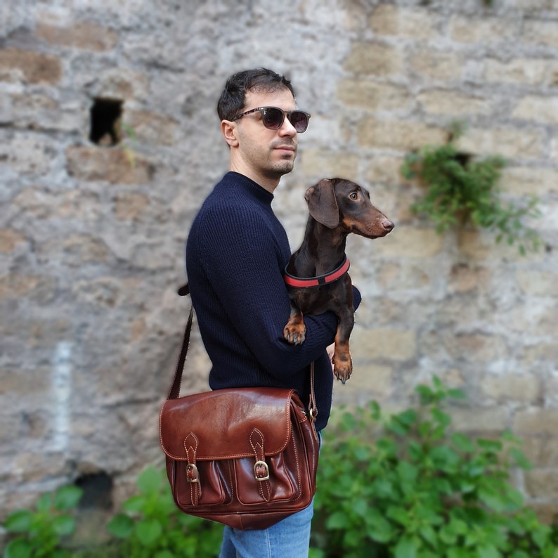 Leather Messenger Bag, Crossbody Bag for Men and Women,