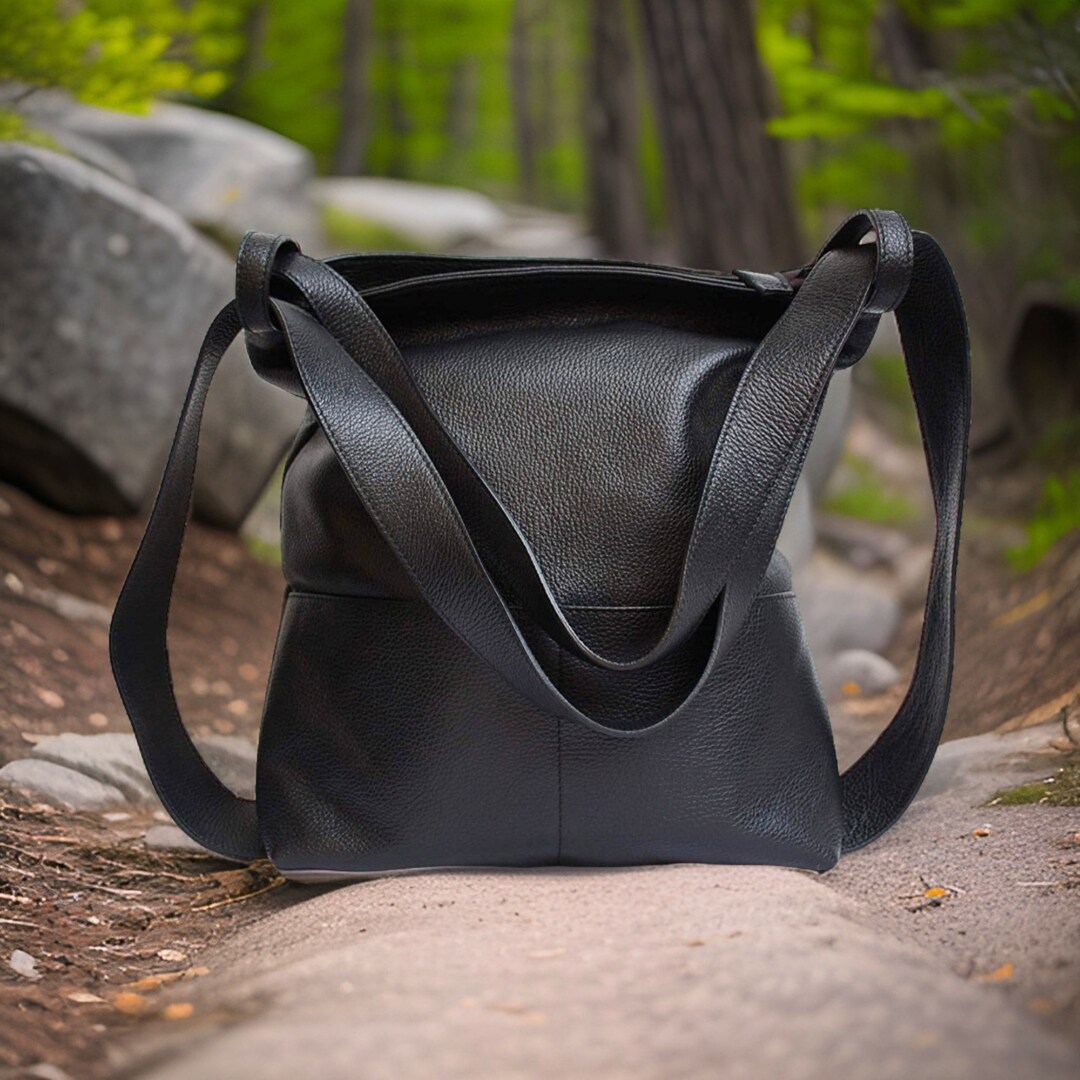 Sac Hobo à Bandoulière Jacqueline Jarrot - Cuir Galet Noir Avec Chaînes - Taille Large - Occasion