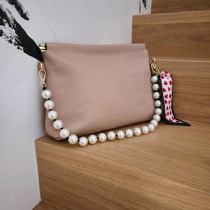 Bolso de mano de piel italiana, elegante bolso con cierre a presión, regalo de noche o cruzado hecho a mano para mujer.