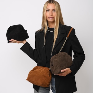 Handmade Suede Leather Dumpling Bag: Boho Chic Crossbody Purse
