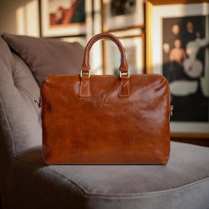 Maletín de piel para portátil: bolso de trabajo profesional de plena flor hecho a mano para mujer y hombre, ideal para regalar.