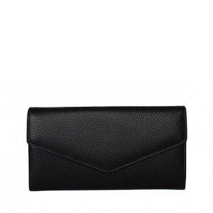 Portefeuille pour femme en cuir italien, élégant sac à main noir avec protection RFID, 16 emplacements pour cartes et poche pratique pour la monnaie. Cadeau d'anniversaire