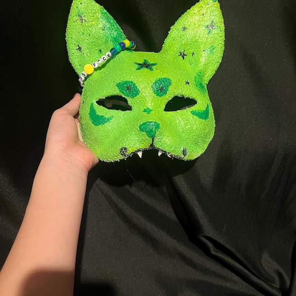 Máscara de gato alienígena Therian fofa (textura não muito macia)