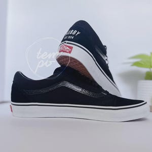 Custom Black Wedding Shoes / Wedding Canvas Old Skool VANS / Wedding shoes / Husband vans shoes Hubby shoes / Wedding sneakers / Groom Shoes image 3