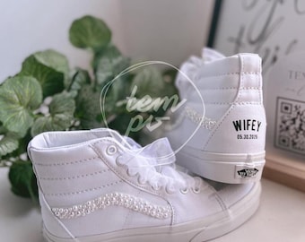 Perlen hinzufügen / Handgefertigte, individuelle Hochzeits-Leder-/Canvas-Vans