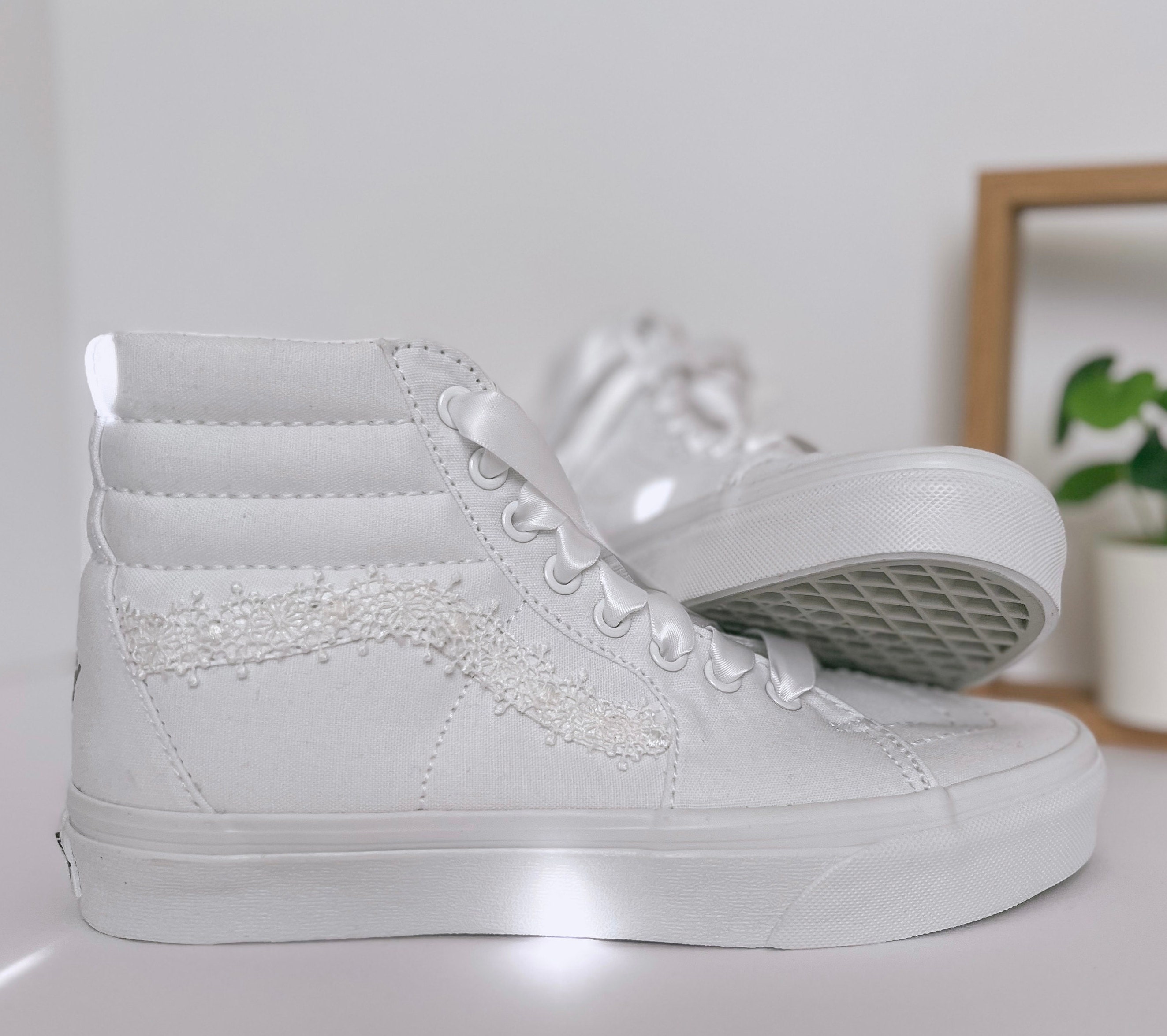 All white vans high top sale