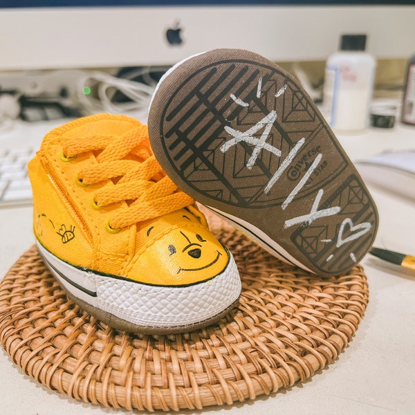 Handmade Winnie The Pooh Custom Baby Shoes CONVERSE