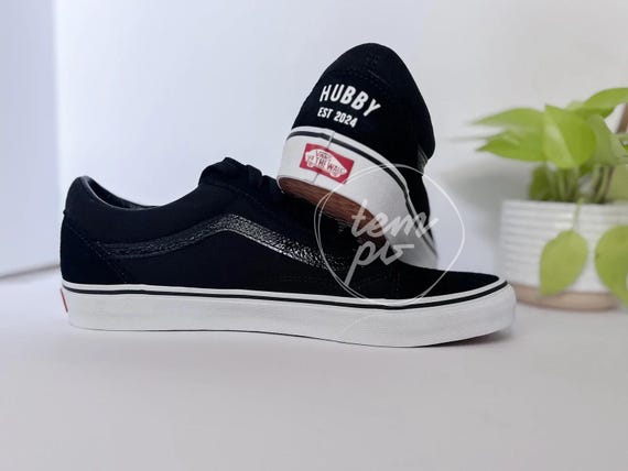 Custom Black Wedding Shoes / Wedding Canvas Old Skool VANS / Wedding shoes / Husband vans shoes Hubby shoes / Wedding sneakers / Groom Shoes