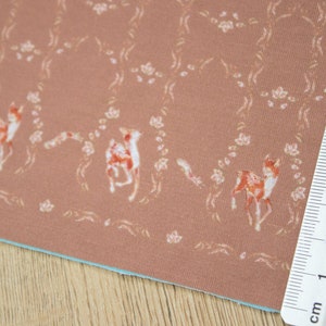 Miniature Jersey fabric for sewing doll clothes - border print- "mint spring melody"