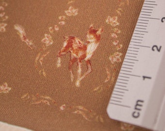 Miniature Cotton Jersey fabric for sewing doll clothes - border print- "mint spring melody" - Cocoa