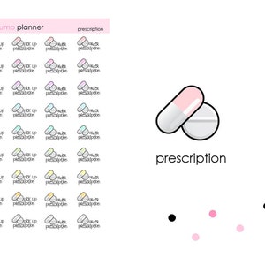 Prescription Reminder - set of 36 stickers perfect for any planner!