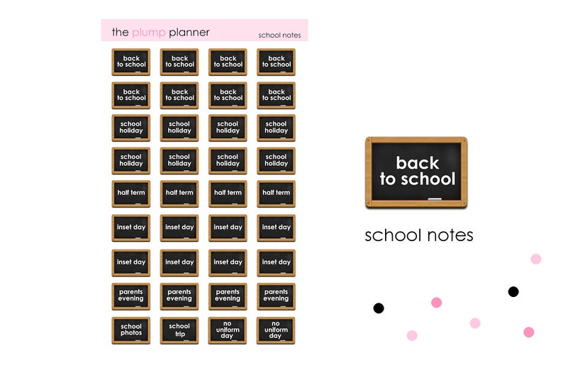 School Notes set of 36 stickers perfect for any planner image 1