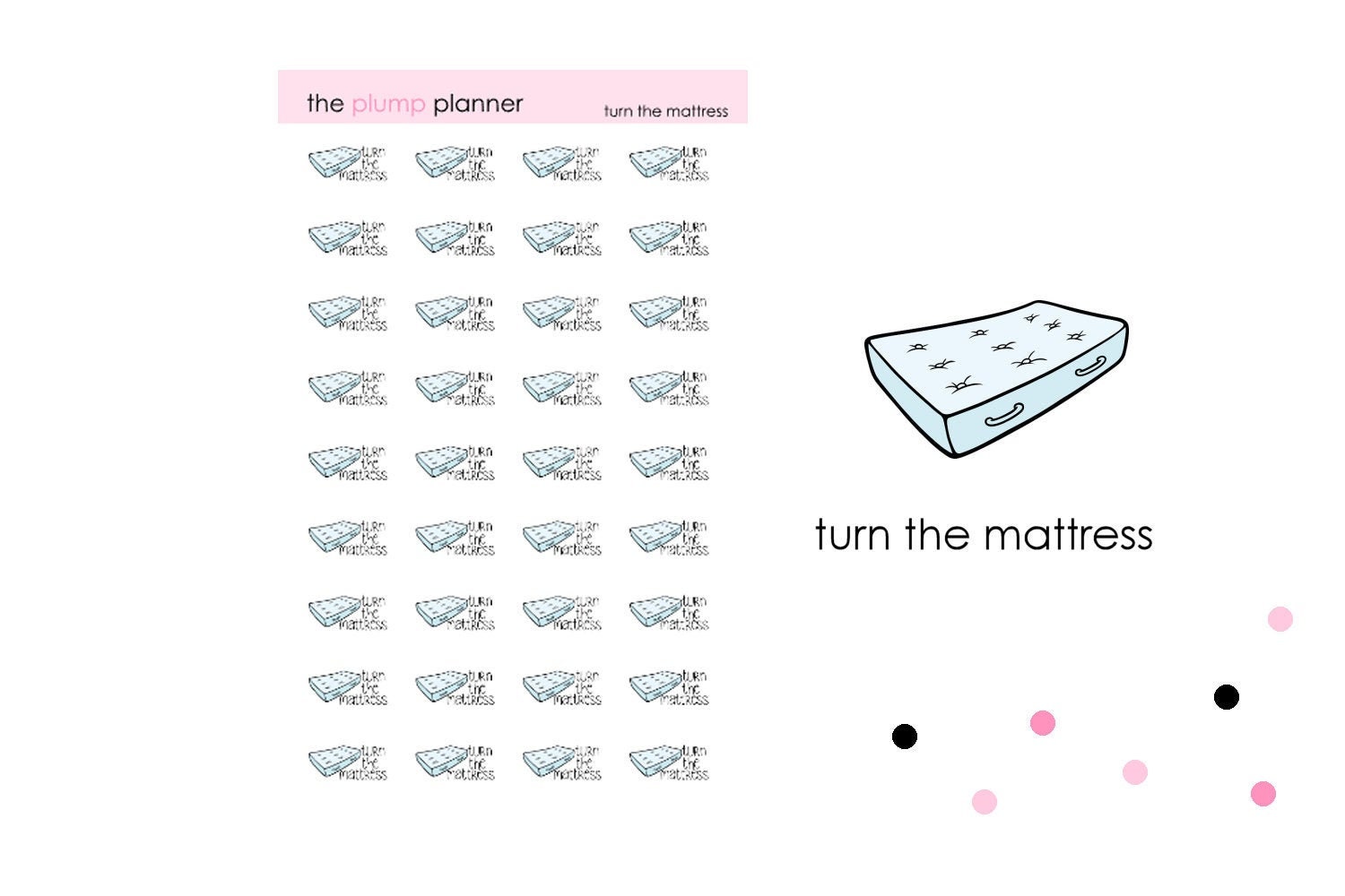 Turn Mattress Set of 36 Stickers Perfect for Any Planner - Etsy UK