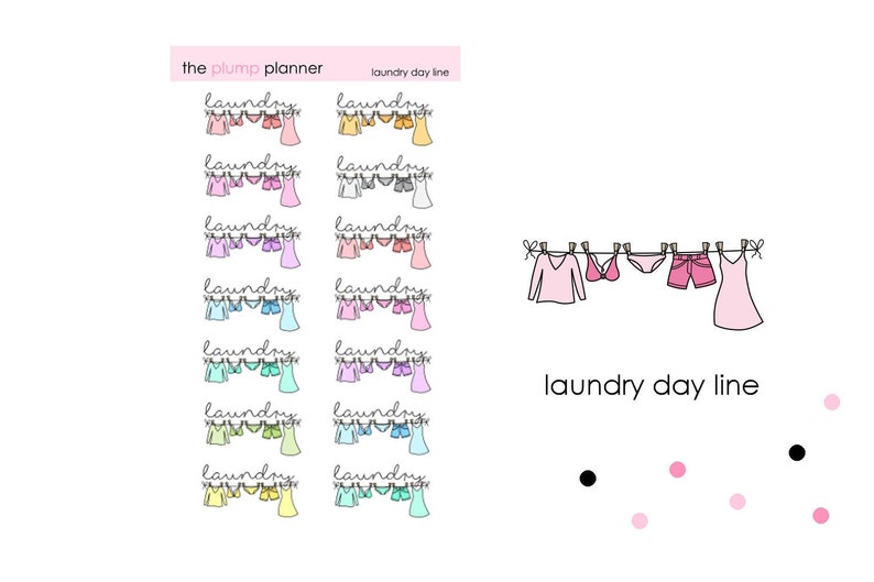 Washing/Laundry Line set of 14 stickers perfect for any planner image 1