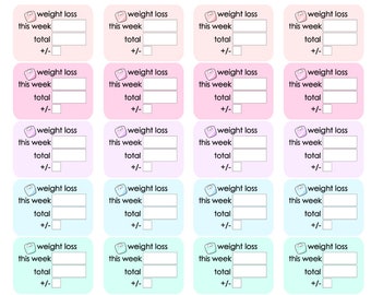 Weight Loss Weekly Tracker - set of either 32 or 36 stickers perfect for any planner!