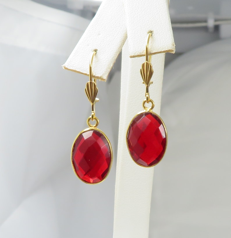 Oval Garnet Pendant Earrings