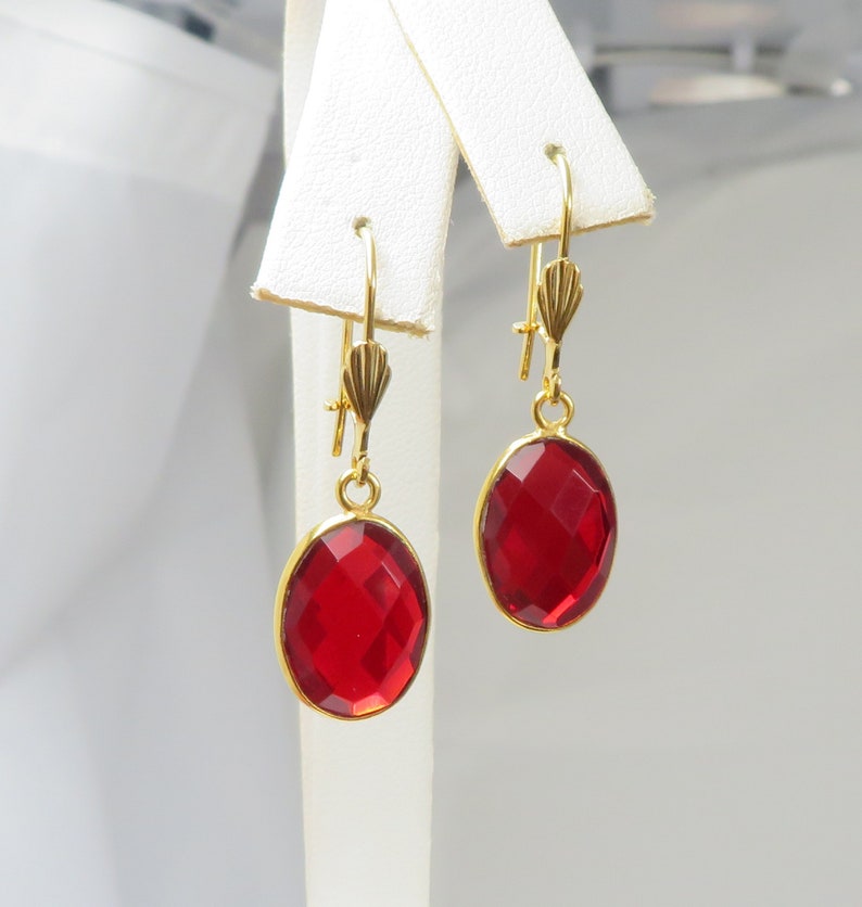 Oval Garnet Pendant Earrings