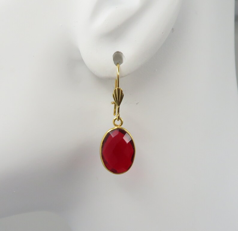 Oval Garnet Pendant Earrings