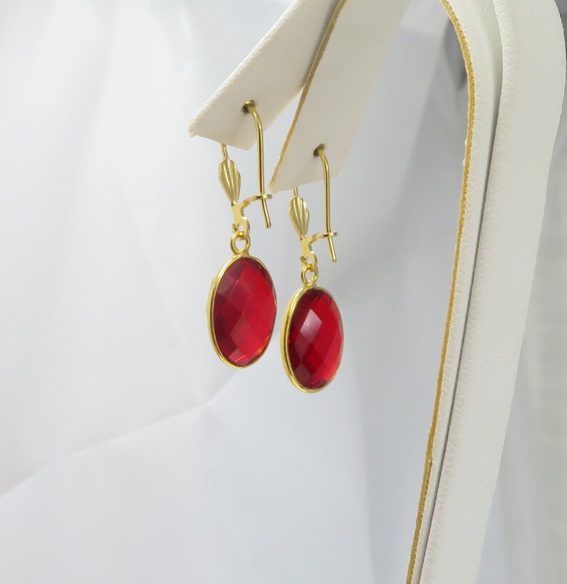 Oval Garnet Pendant Earrings