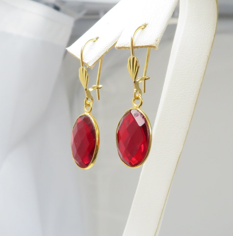 Oval Garnet Pendant Earrings