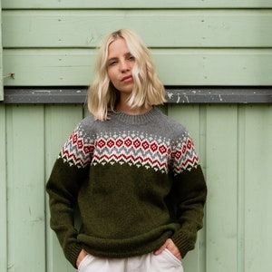 Nordic Merino Wool Jumper, Simple Womens Green Pullover, Knitted Woolen Sweater in Scandi Style TORI image 5