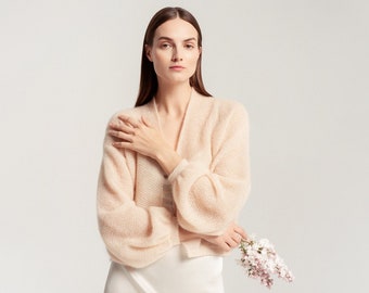 Mohair Wedding Cape Shawl, Lightweight Bridal Bolero, Elegant Cover up / DANIELLA