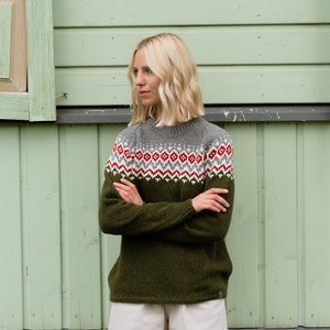 Nordic Merino Wool Jumper, Simple Womens Green Pullover, Knitted Woolen Sweater in Scandi Style TORI image 2