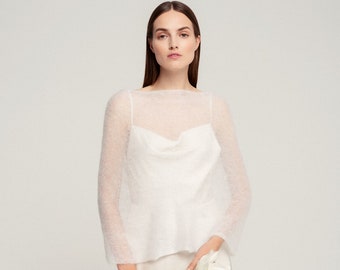Mohair Wedding Wrap Shrug, Wedding Dress Topper, Bridal Sweater Cover Up, Wedding Mohair Cape Shawl, Women wedding shawl scarf / EMMA