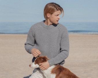Merino Wool Sweater for Man, Knitted Mens Sweater in Scandi Style, Hand Knitted Pullover Sweater, Classic Merino Men Sweater  / TORO