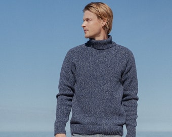 Merino Wool Turtleneck Jumper, Hand Knit Pullover Sweater Men, Warm Knitted Sweater, Soft wool scandinaviand men jumper / DAVID