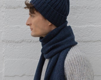 Bufanda larga de lana para hombre, regalo cálido para novio, bufanda cálida de merino para hombre, bufanda para caballero, regalo de aniversario único para él, accesorios para hombre