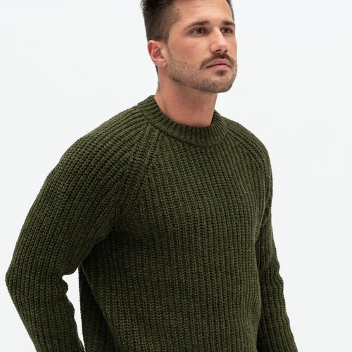 Natural Merino Wool Sweater for Man Hand Knitted Mens - Etsy